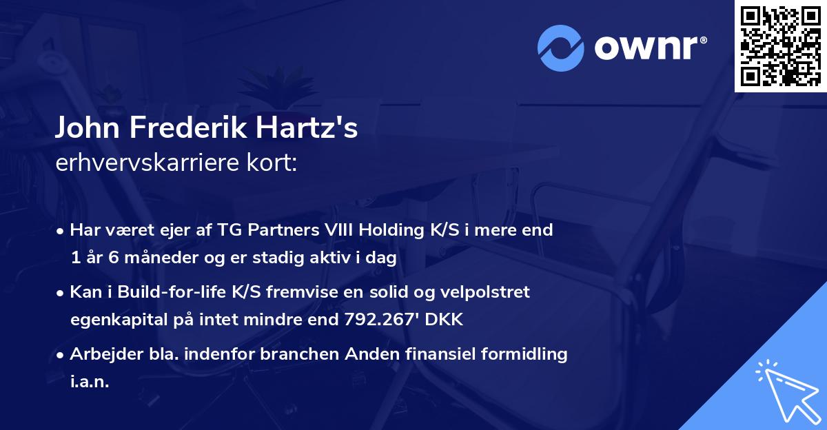 John Frederik Hartz's erhvervskarriere kort