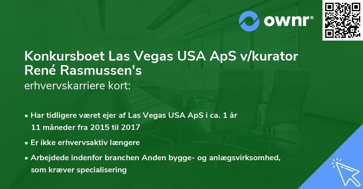 Konkursboet Las Vegas USA ApS v/kurator René Rasmussen's erhvervskarriere kort