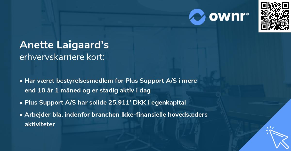 Anette Laigaard's erhvervskarriere kort