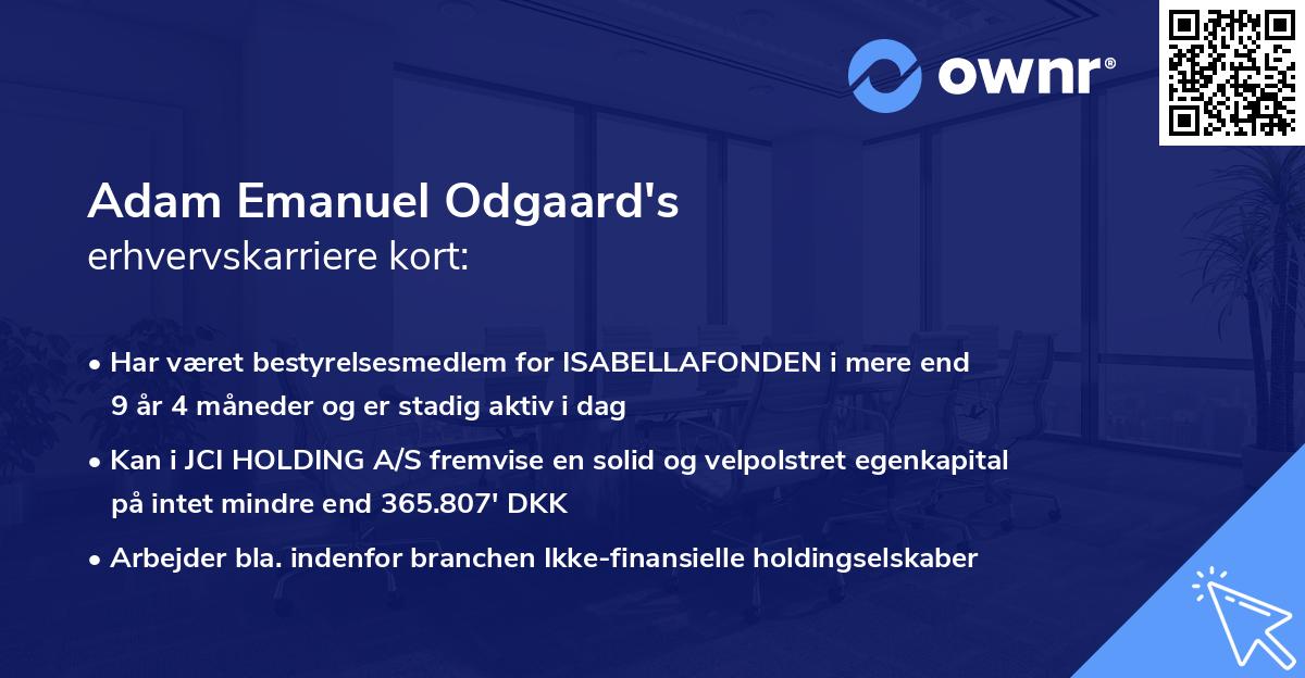 Adam Emanuel Odgaard's erhvervskarriere kort