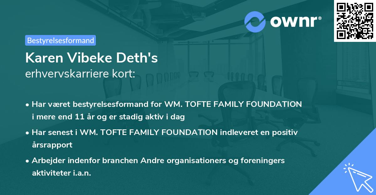Karen Vibeke Deth's erhvervskarriere kort