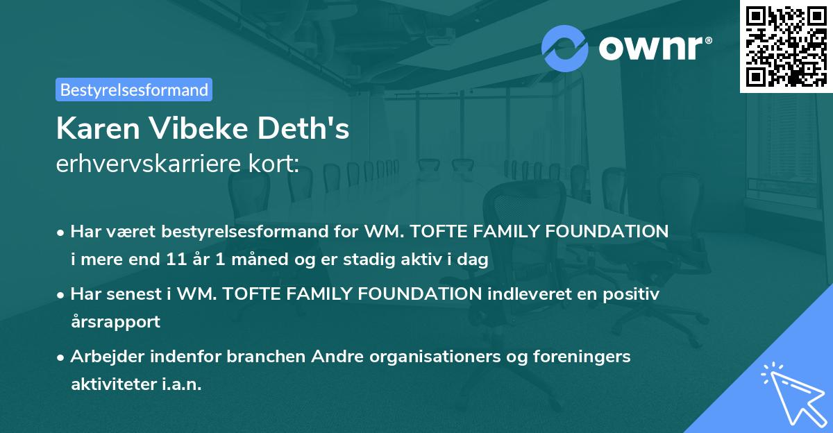 Karen Vibeke Deth's erhvervskarriere kort