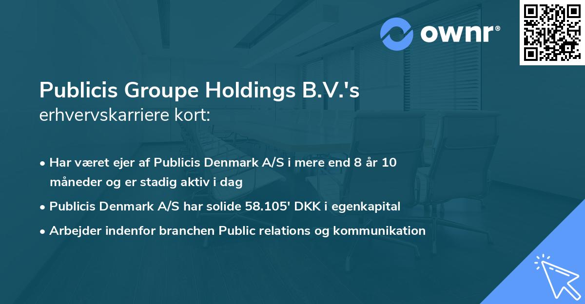 Publicis Groupe Holdings B.V.'s erhvervskarriere kort