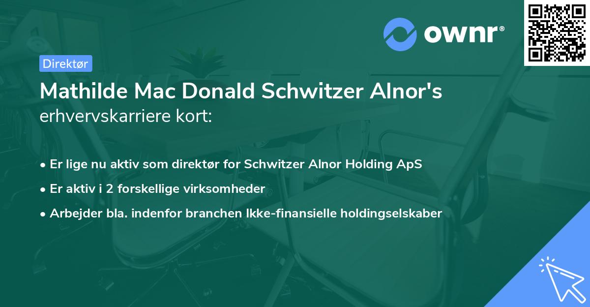 Mathilde Mac Donald Schwitzer Alnor's erhvervskarriere kort