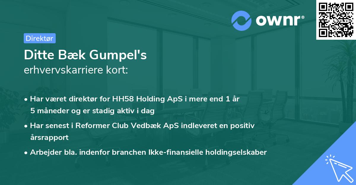 Ditte Bæk Gumpel's erhvervskarriere kort