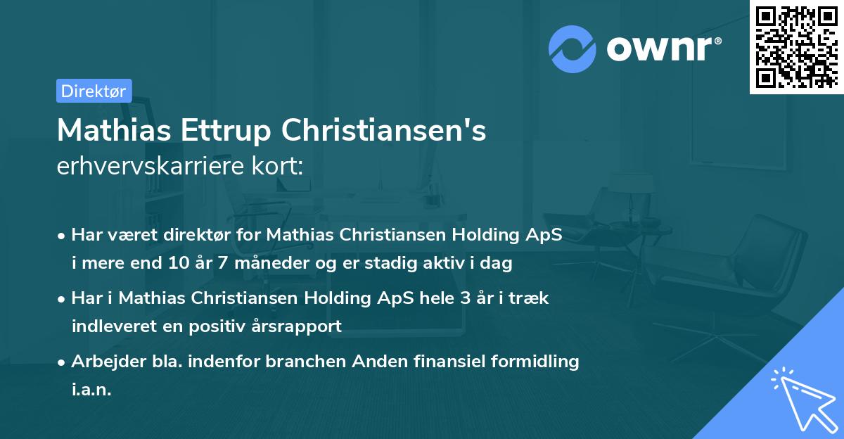 Mathias Ettrup Christiansen's erhvervskarriere kort
