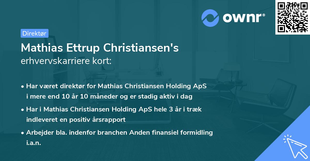 Mathias Ettrup Christiansen's erhvervskarriere kort