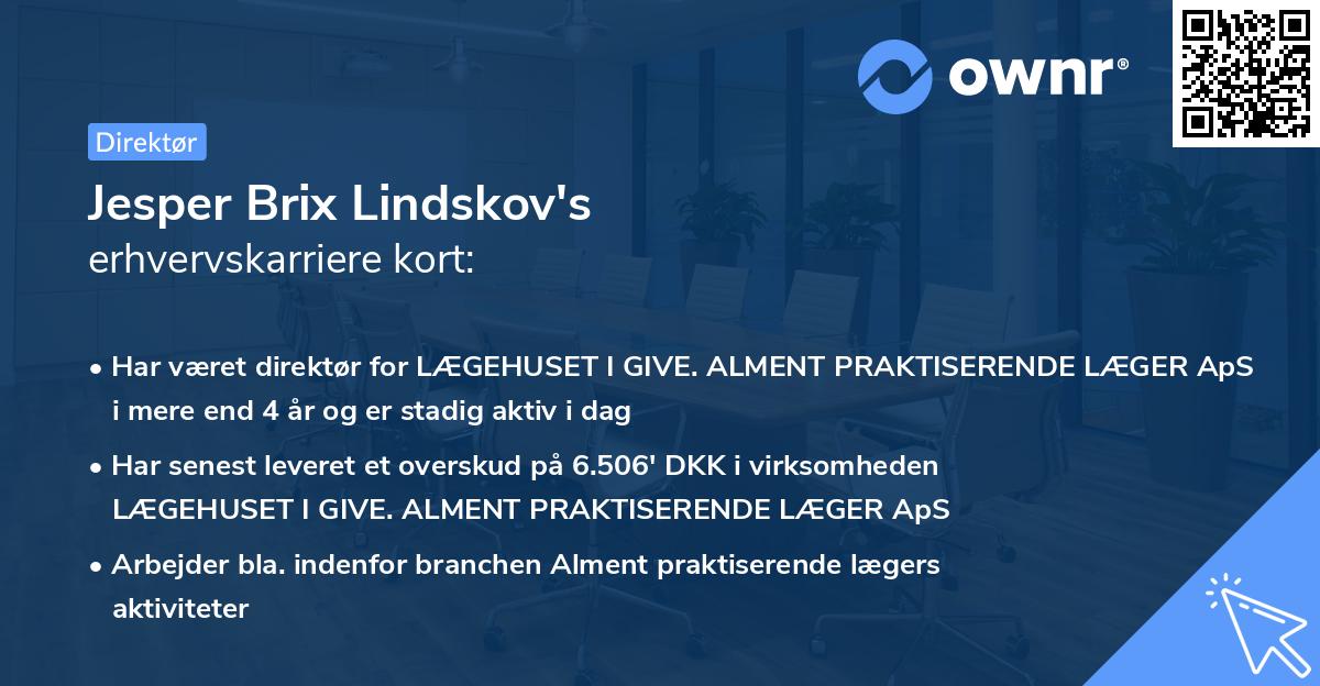 Jesper Brix Lindskov's erhvervskarriere kort