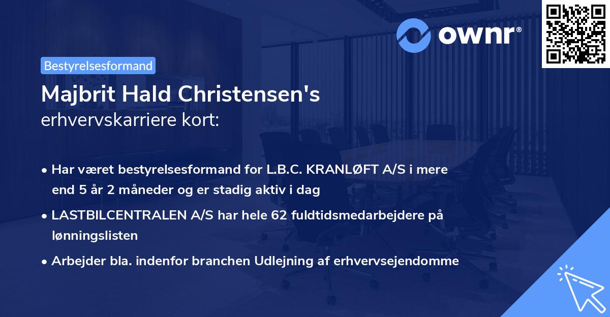 Majbrit Hald Christensen's erhvervskarriere kort