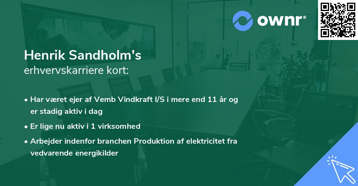 Henrik Sandholm's erhvervskarriere kort
