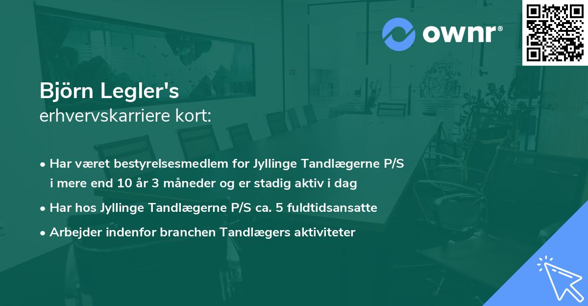 Björn Legler's erhvervskarriere kort
