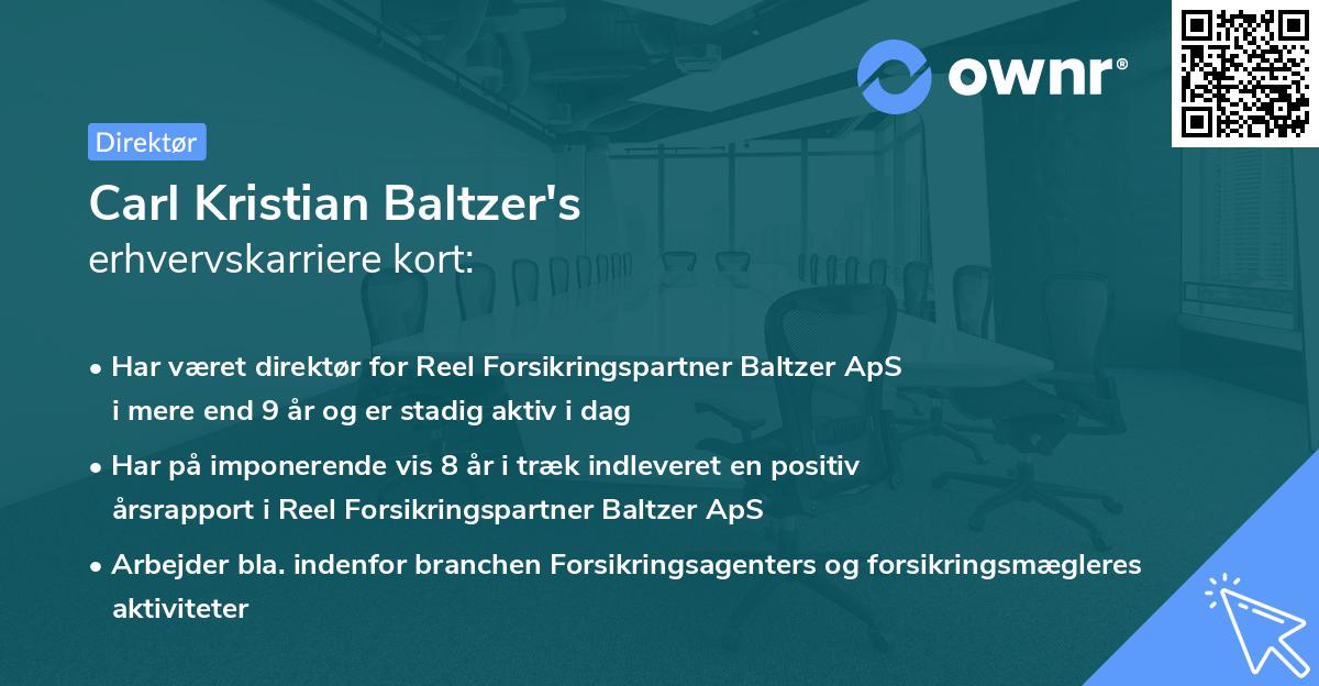 Carl Kristian Baltzer's erhvervskarriere kort