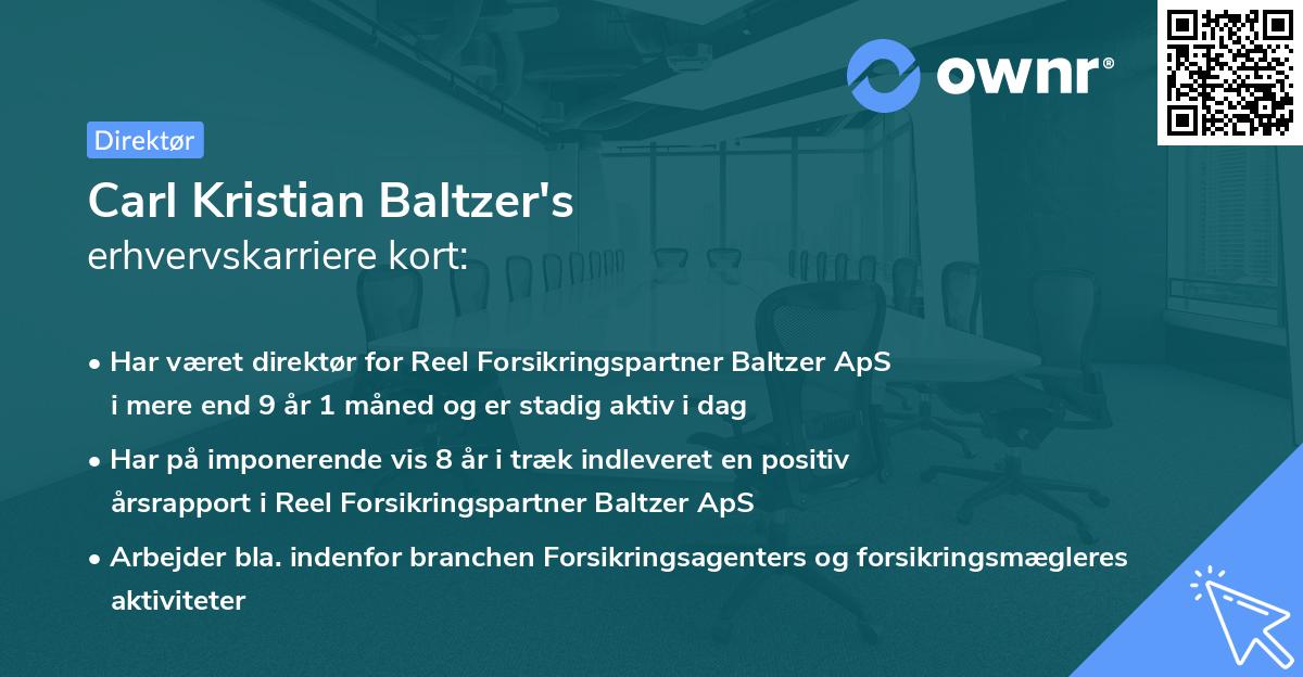 Carl Kristian Baltzer's erhvervskarriere kort