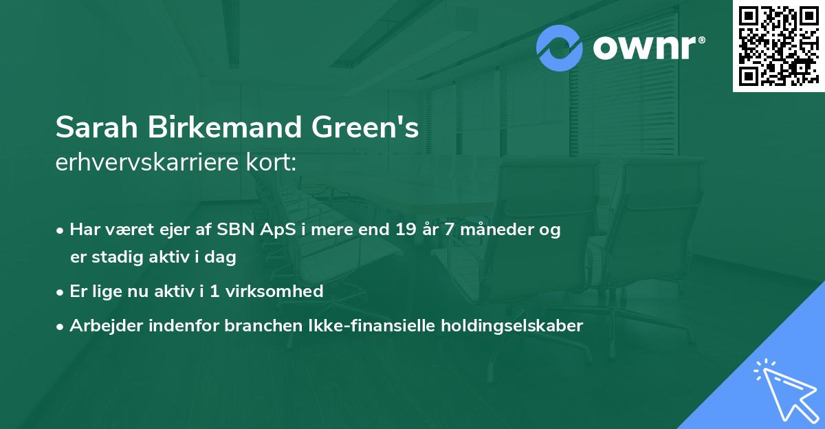 Sarah Birkemand Green's erhvervskarriere kort
