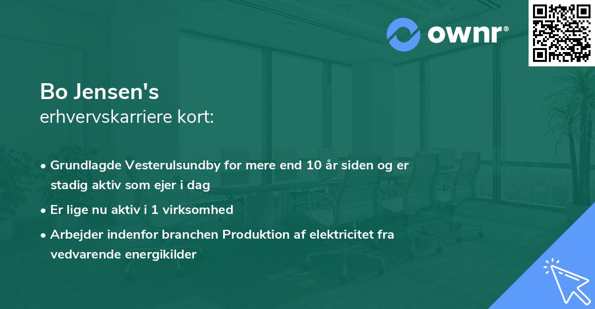 Bo Jensen's erhvervskarriere kort