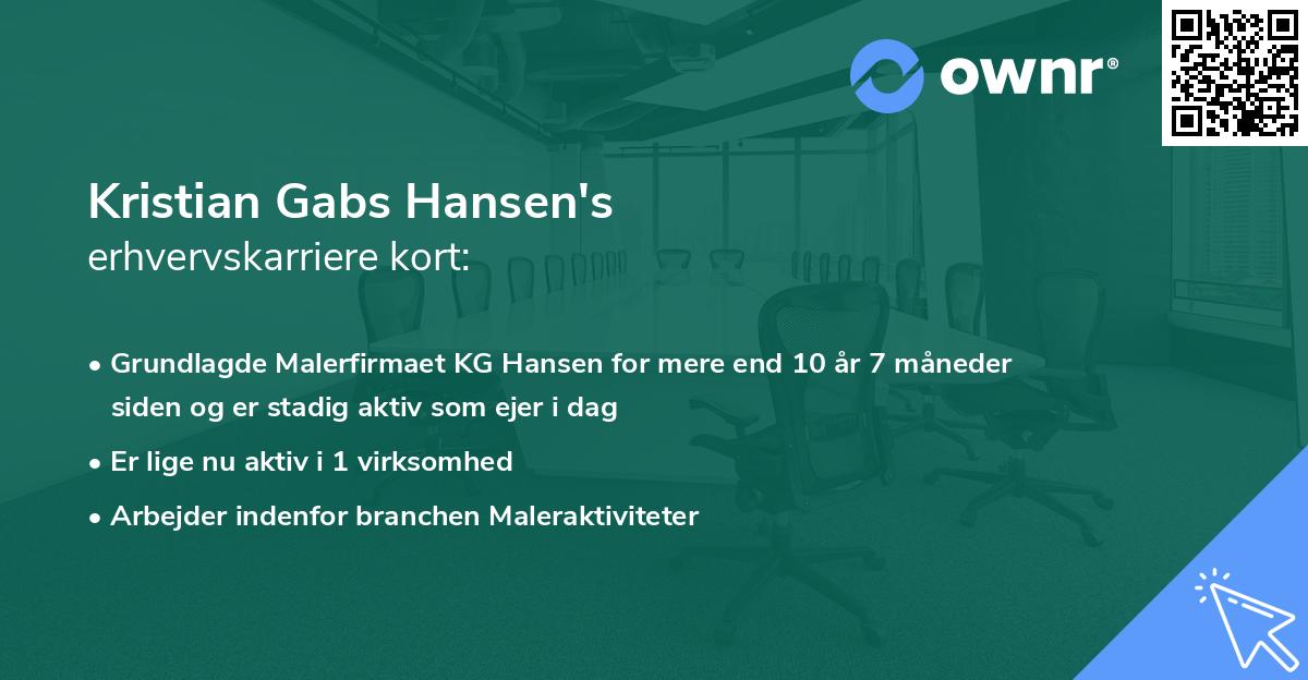 Kristian Gabs Hansen's erhvervskarriere kort