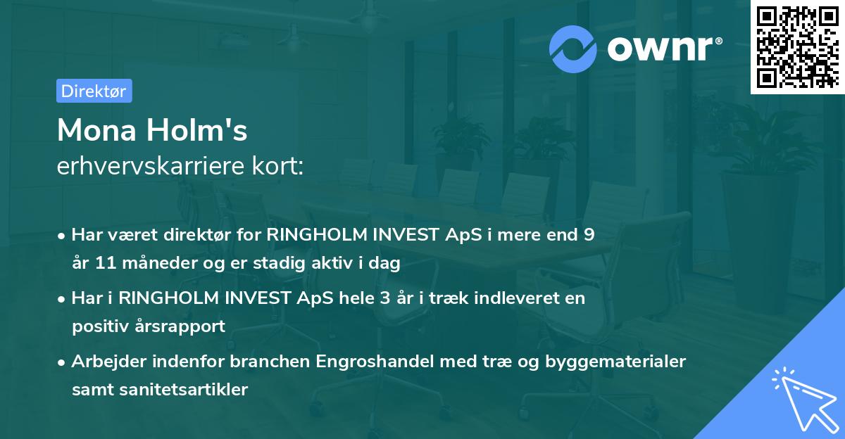 Mona Holm's erhvervskarriere kort