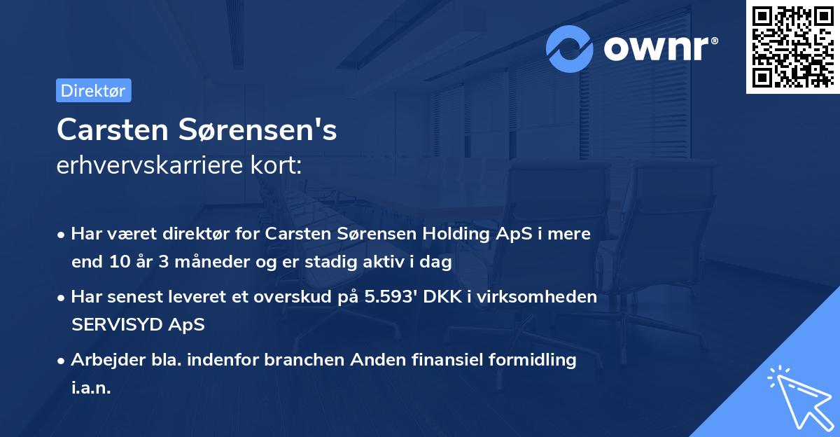 Carsten Sørensen's erhvervskarriere kort