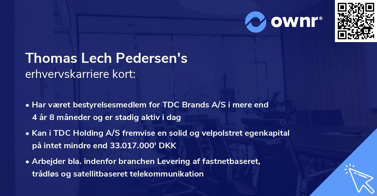 Thomas Lech Pedersen's erhvervskarriere kort