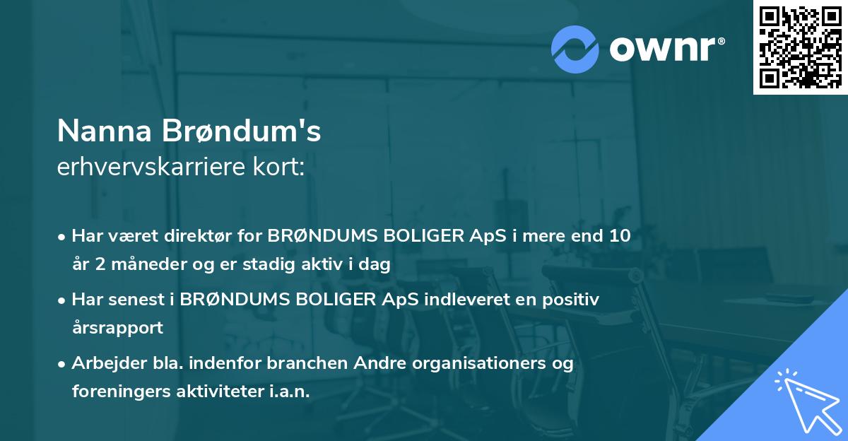 Nanna Brøndum's erhvervskarriere kort