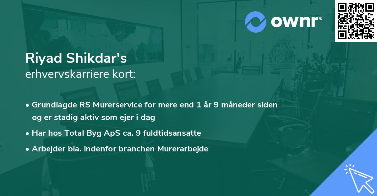 Riyad Shikdar's erhvervskarriere kort
