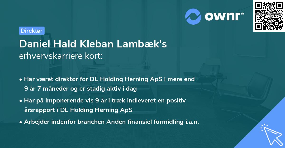 Daniel Hald Kleban Lambæk's erhvervskarriere kort