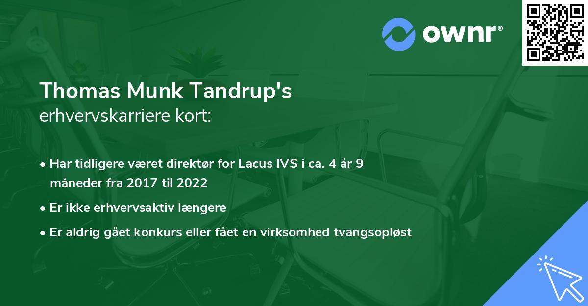 Thomas Munk Tandrup's erhvervskarriere kort