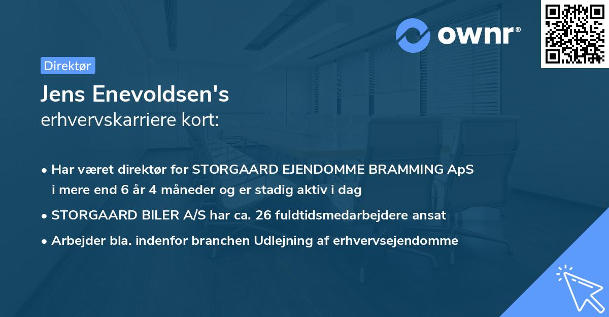 Jens Enevoldsen's erhvervskarriere kort