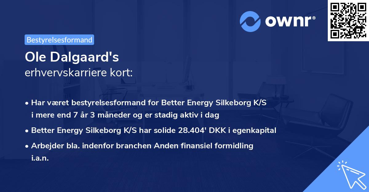 Ole Dalgaard's erhvervskarriere kort