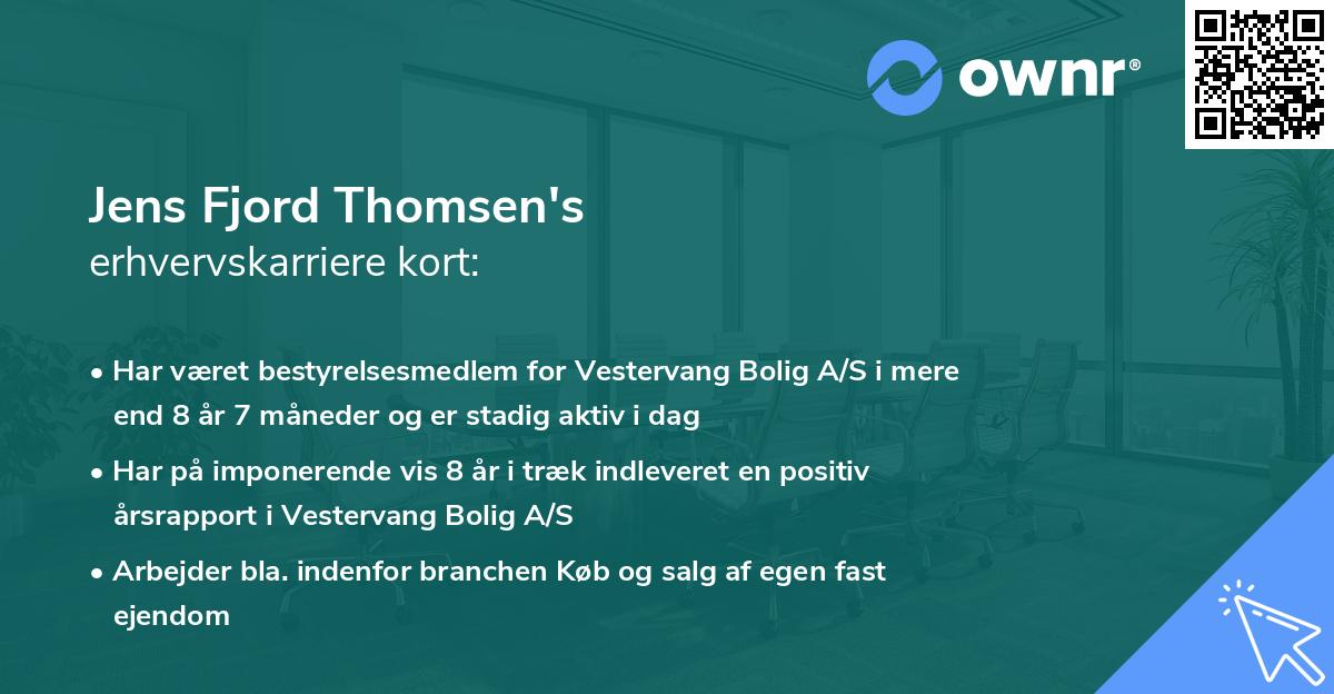 Jens Fjord Thomsen's erhvervskarriere kort