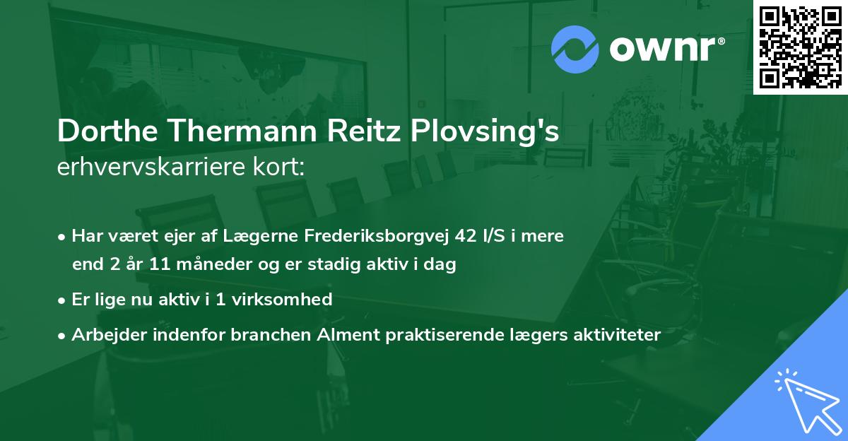 Dorthe Thermann Reitz Plovsing's erhvervskarriere kort