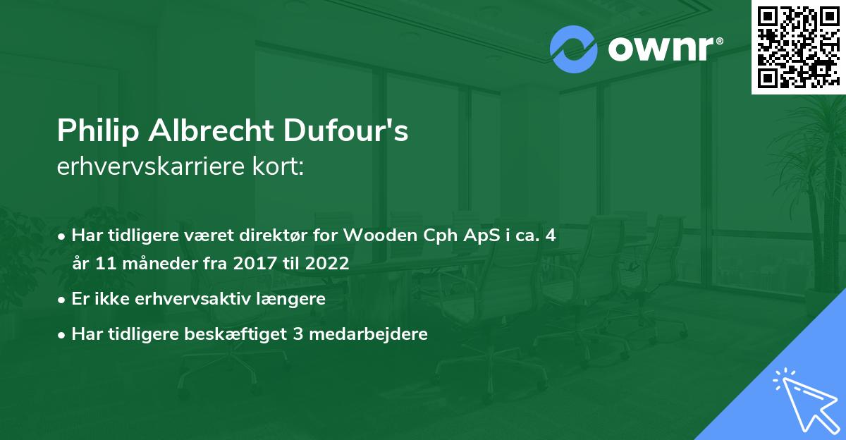 Philip Albrecht Dufour's erhvervskarriere kort