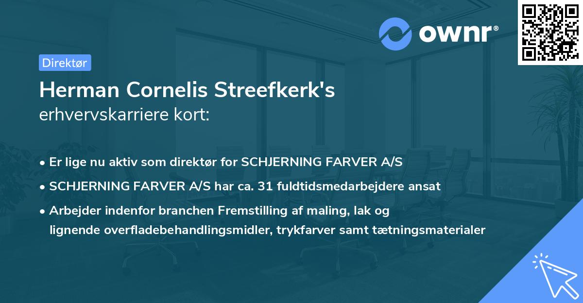 Herman Cornelis Streefkerk's erhvervskarriere kort