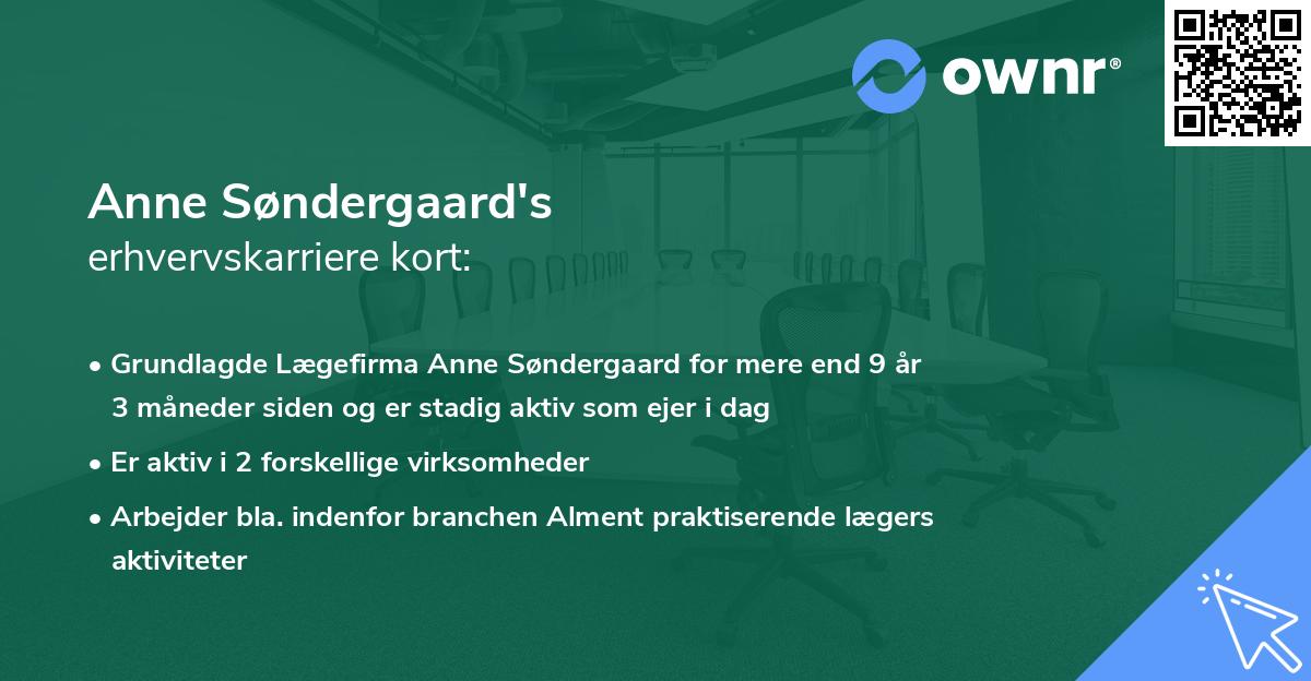 Anne Søndergaard's erhvervskarriere kort