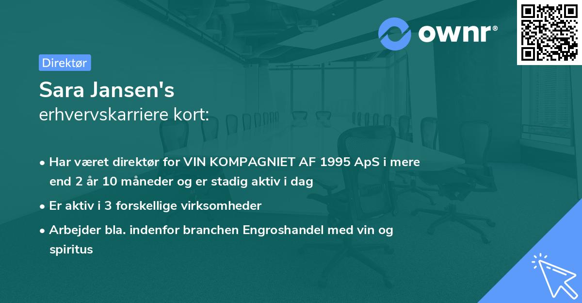 Sara Jansen's erhvervskarriere kort