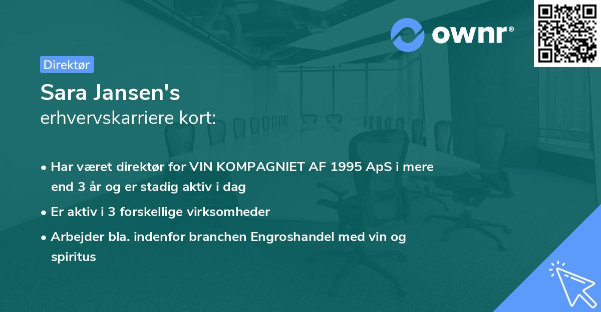 Sara Jansen's erhvervskarriere kort