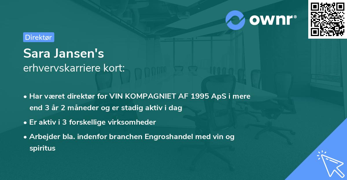 Sara Jansen's erhvervskarriere kort