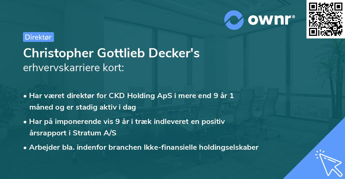 Christopher Gottlieb Decker's erhvervskarriere kort