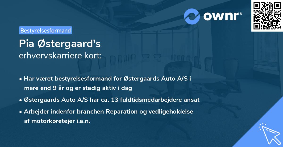 Pia Østergaard's erhvervskarriere kort
