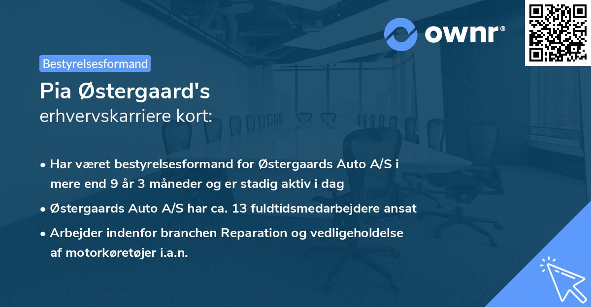 Pia Østergaard's erhvervskarriere kort