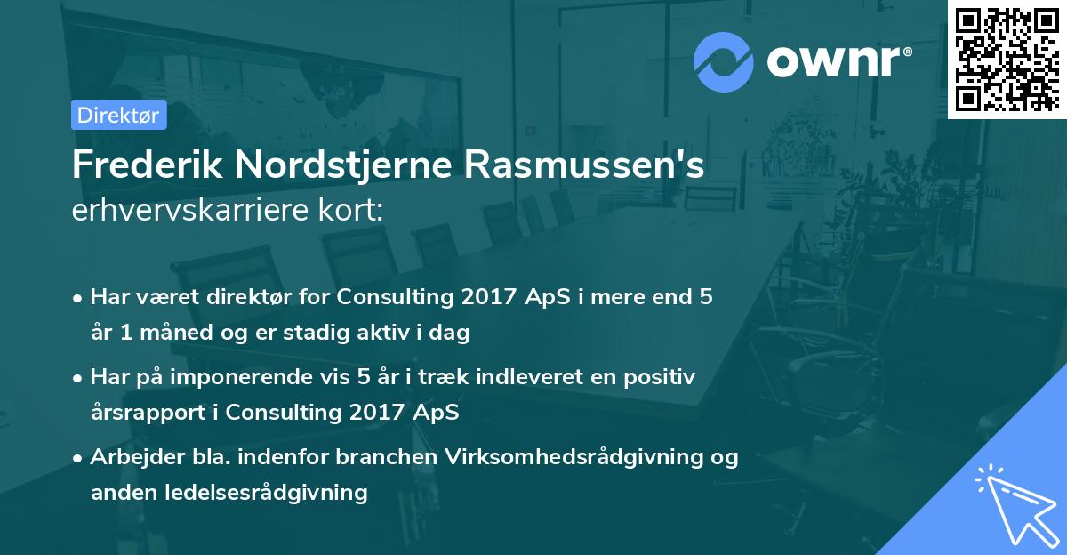 Frederik Nordstjerne Rasmussen's erhvervskarriere kort