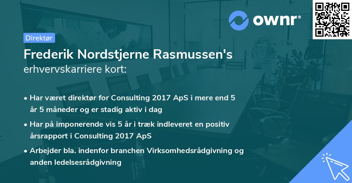 Frederik Nordstjerne Rasmussen's erhvervskarriere kort
