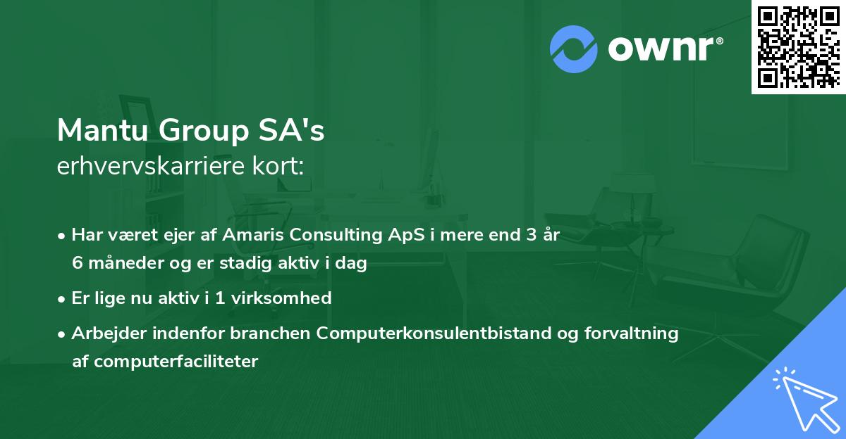 Mantu Group SA's erhvervskarriere kort