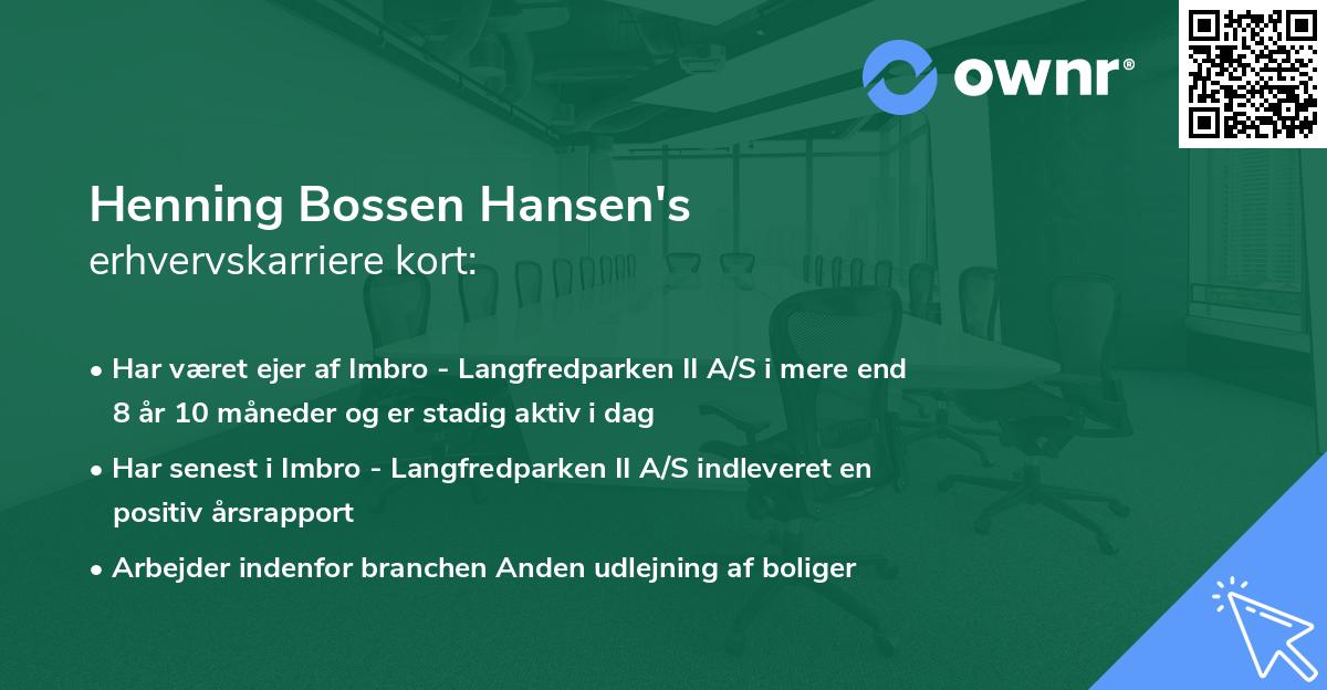 Henning Bossen Hansen's erhvervskarriere kort