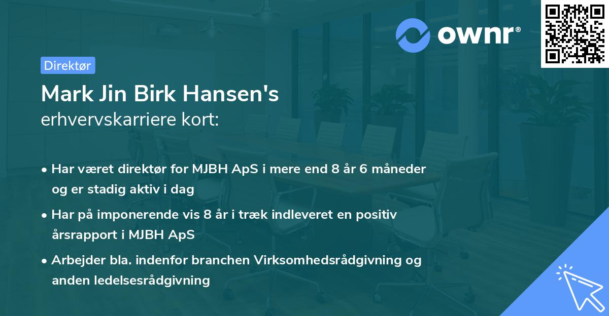 Mark Jin Birk Hansen's erhvervskarriere kort