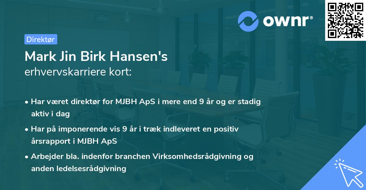 Mark Jin Birk Hansen's erhvervskarriere kort