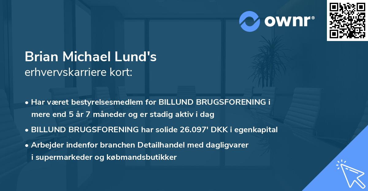 Brian Michael Lund's erhvervskarriere kort