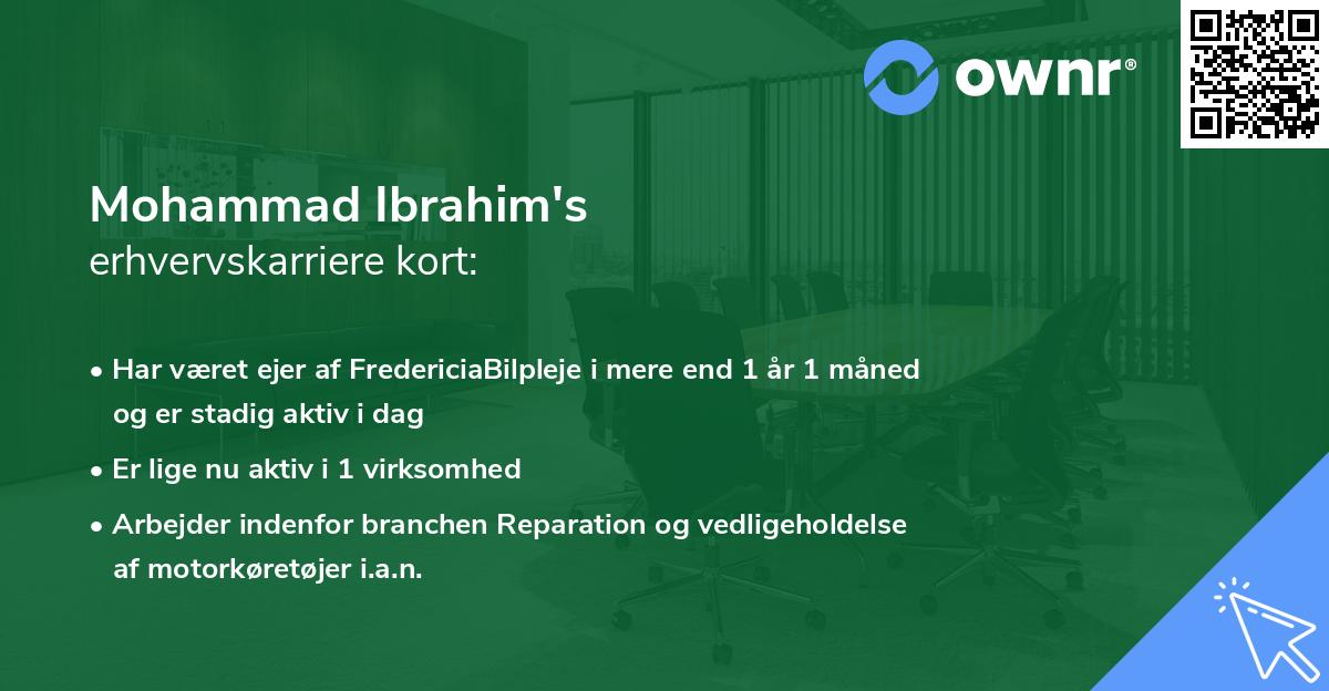 Mohammad Ibrahim's erhvervskarriere kort