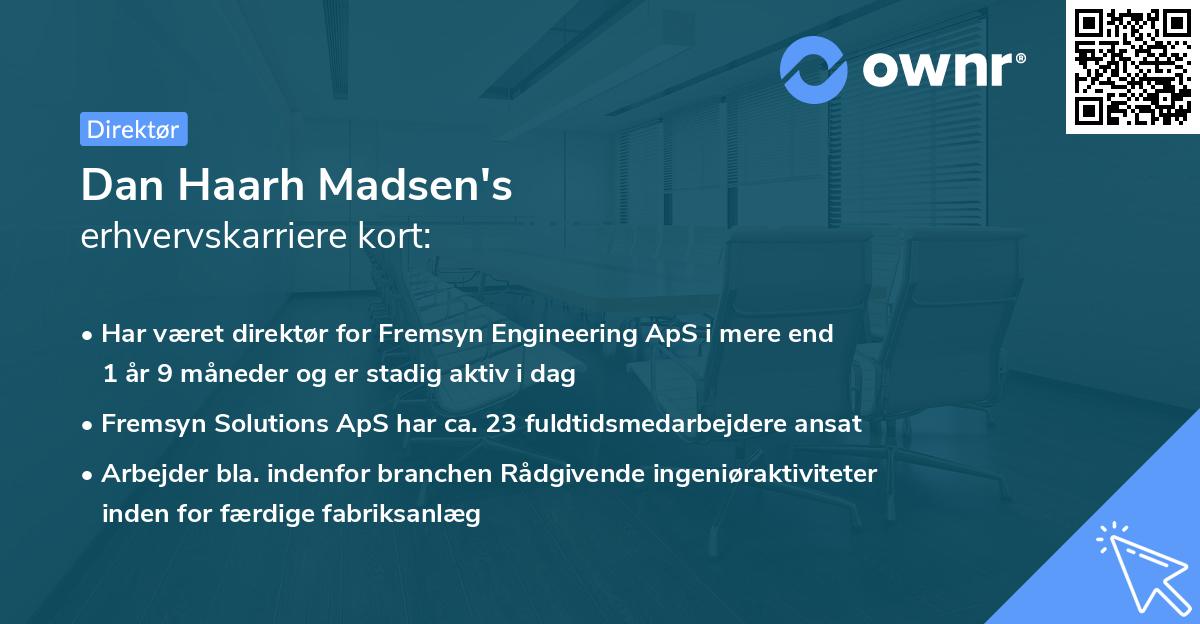 Dan Haarh Madsen's erhvervskarriere kort