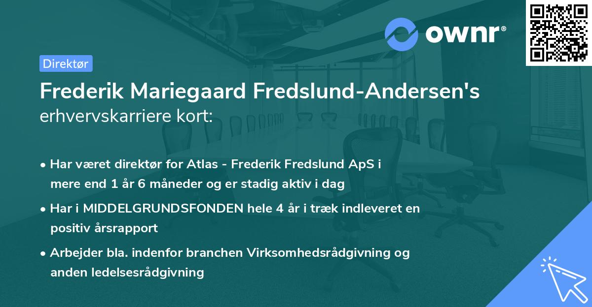 Frederik Mariegaard Fredslund-Andersen's erhvervskarriere kort